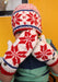 Red and White Snow Flakes Pattern Convertible Children Mittens/Texting gloves - nepacrafts