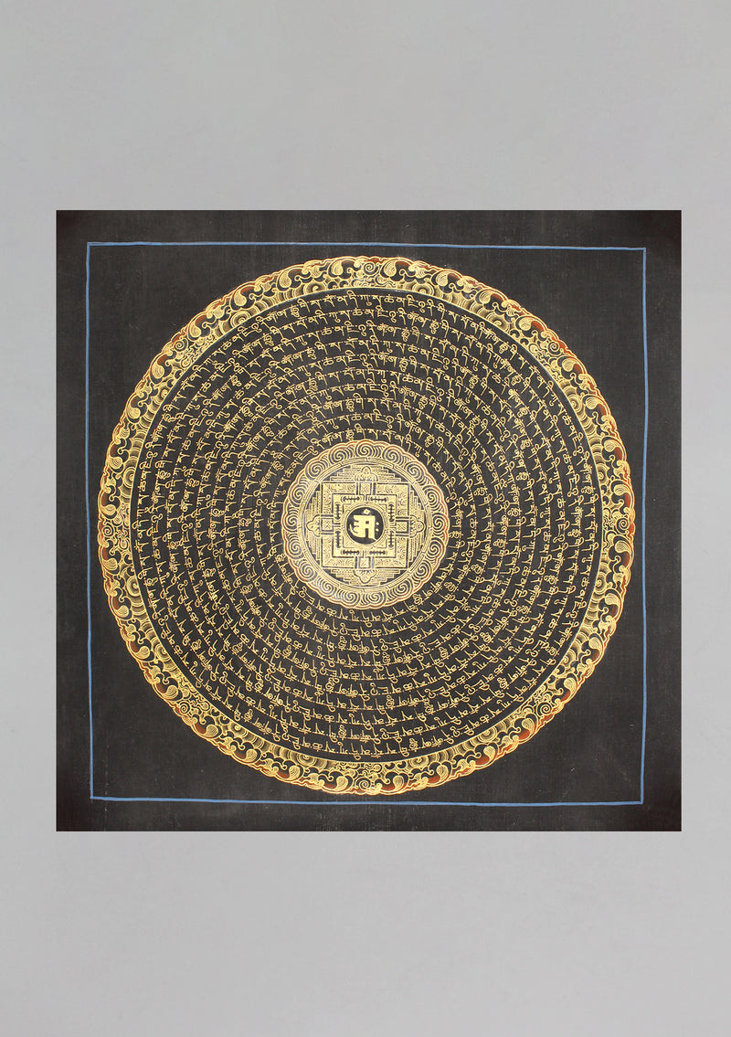 10 Line Mantras Mandala Om Painted Thangka - nepacrafts