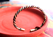 Flat Twisted Copper Bracelet, Three Metal Twisted Cuff Bracelet - nepacrafts