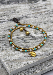 Multicolor Glass and Brass Beads Summer Anklet - nepacrafts