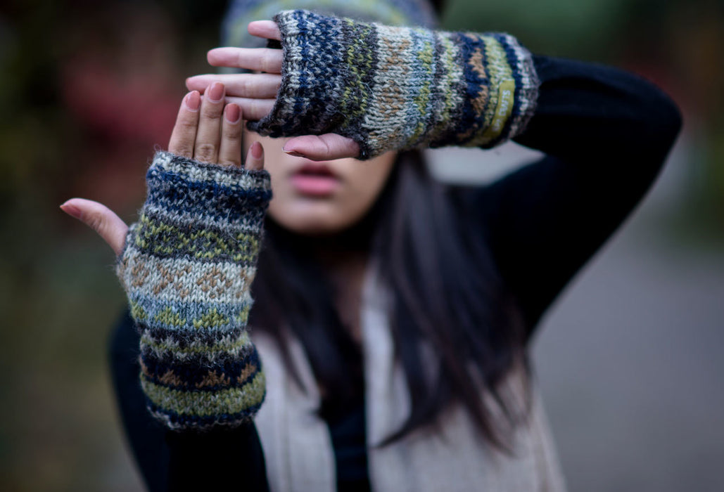 Hand Knit 100% Woolen Hand Warmers-Texting Gloves