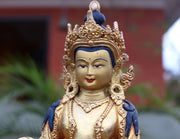 Partly Gold Plated Aparmita Buddha Statue-Copper 8" Buddha Statue SSST297 - nepacrafts