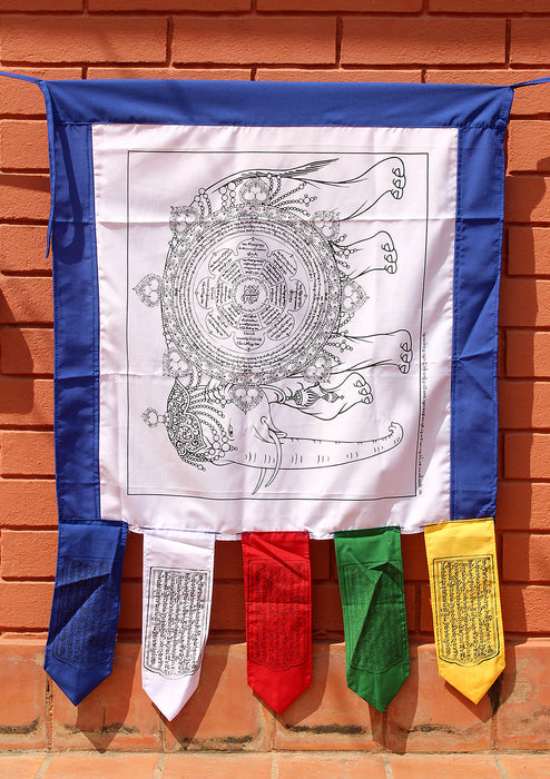 Tibetan Elephant Mandala Printed Cotton Banner Prayer Flags