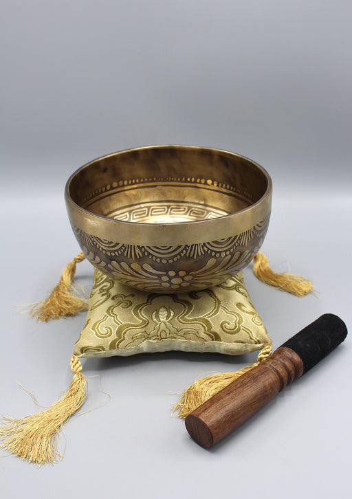 Tibetan Mandala Carving Singing Bowl - nepacrafts