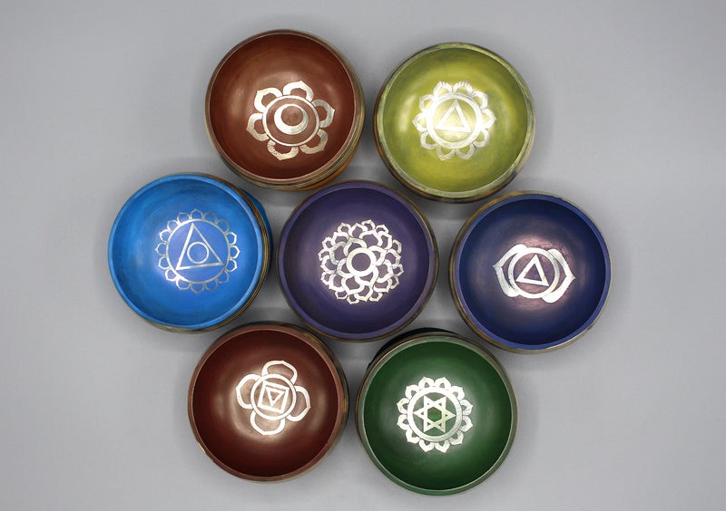 Seven Chakra Healing Singing Bowls Gift Box Set - nepacrafts