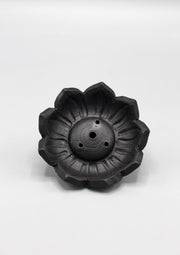 Lotus Flower Black Clay Incense Burner - nepacrafts
