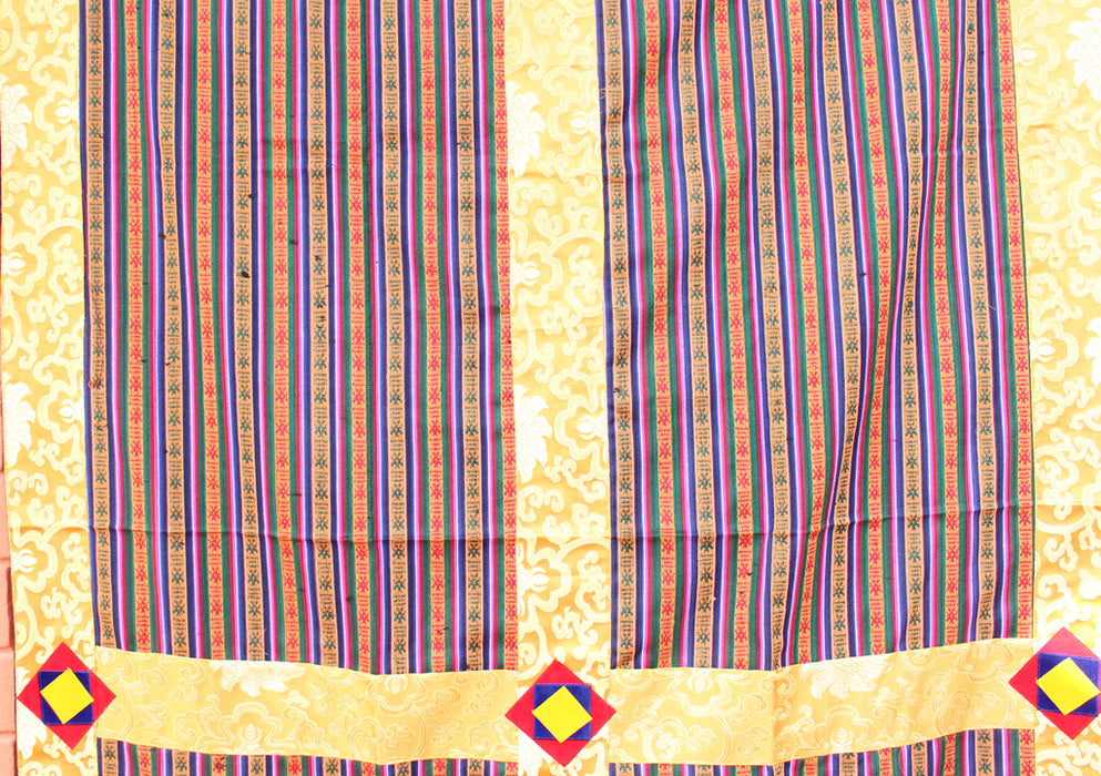 Silk Border Patchwork Bhutanese Fabric Door/ Wall Hanging Curtain - nepacrafts