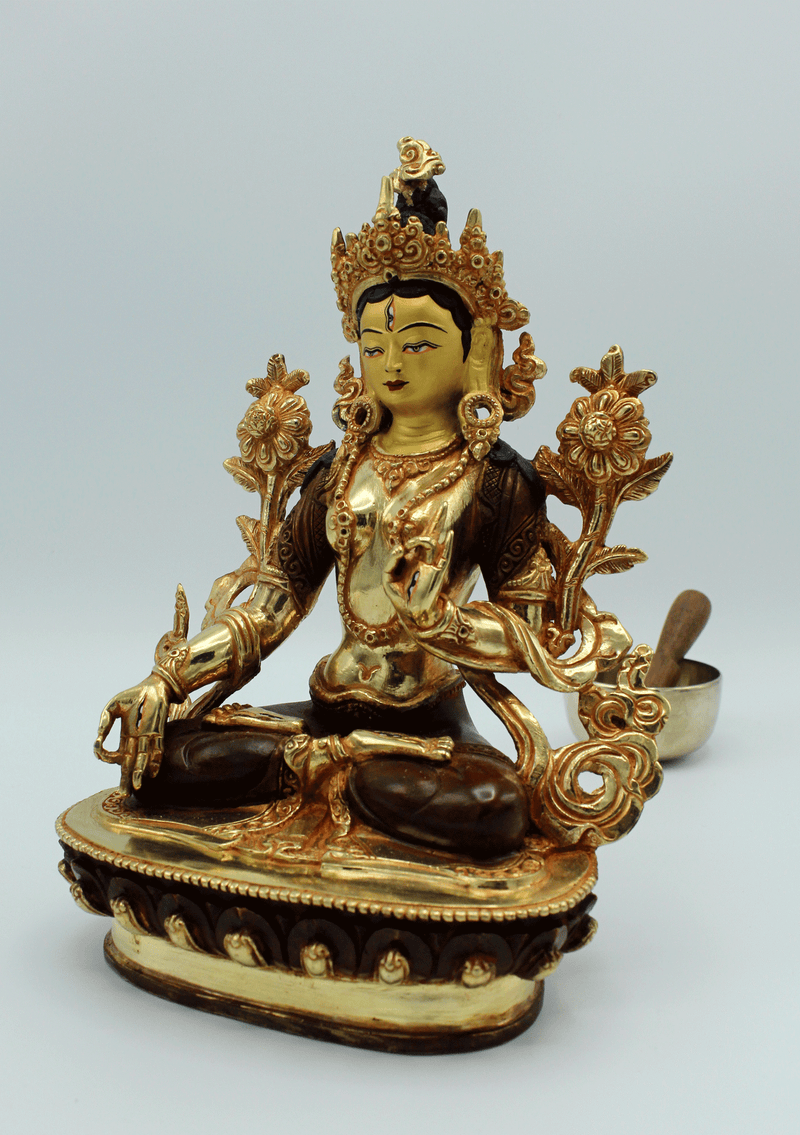 Gold Plated Amazing White Tara Statue 8 Inch SSST296