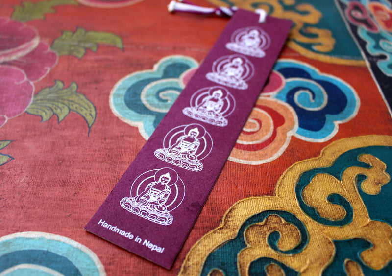 Shakyamuni Buddha Lokta Paper Bookmark with Charm Tassel
