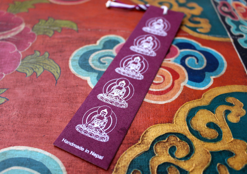 Shakyamuni Buddha Lokta Paper Bookmark with Charm Tassel