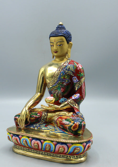 Hand Painted Gold Plated Shakyamuni Buddha Statue