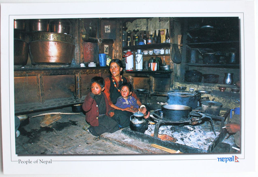 The Typical Sherpa Kitchen Postcard Nepal - nepacrafts