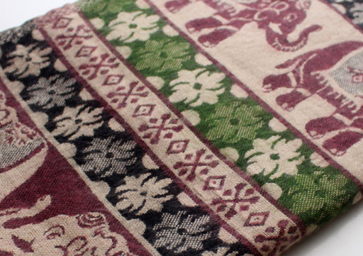 Soft and Beautifully Hand Loomed Elephant Design Yak Wool Shawl - nepacrafts