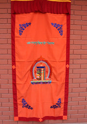 Tibetan Kalchakra Embroidered Cotton Door Curtain Wall Hanging - nepacrafts