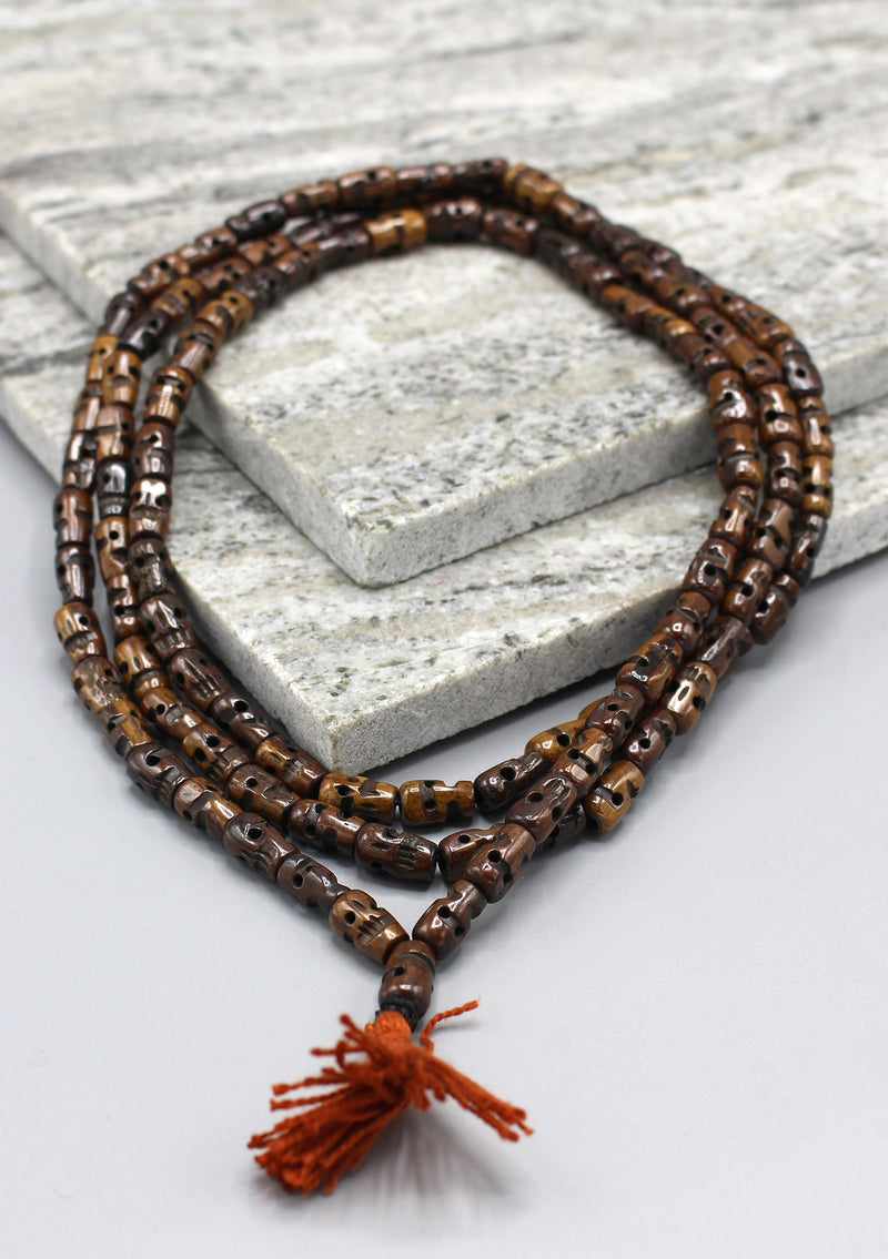Buddhist  Dark Bone Skull Prayer Mala