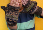 Olive Green Multicolor Soft Wool Convertible Children Mittens/Texting gloves - nepacrafts
