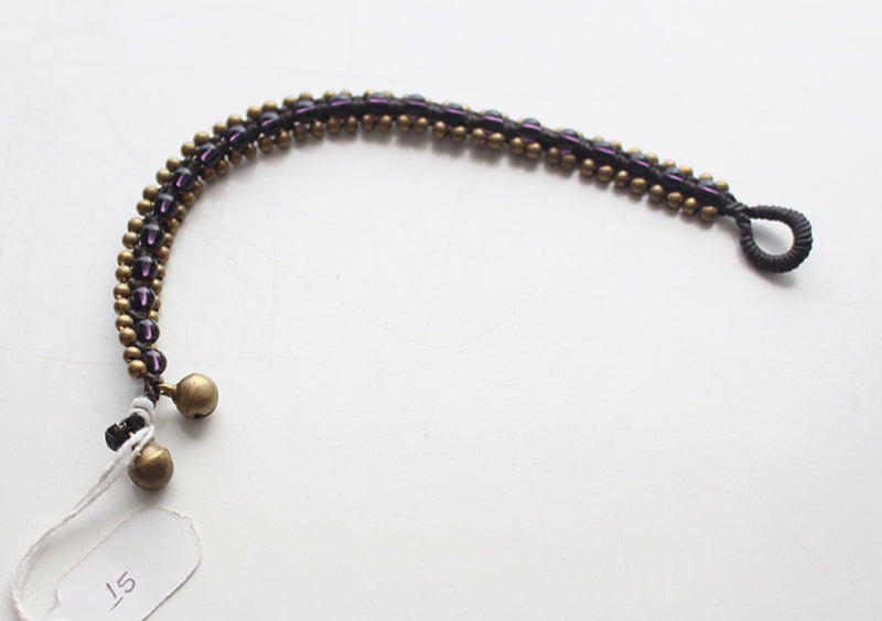 Handwoven Amethyst Color Glass Beads Teen Anklet - nepacrafts