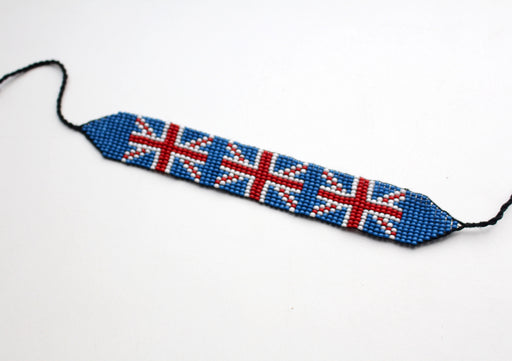 British Flag Charming Glass Beads Bracelet, Unisex Bracelet - nepacrafts