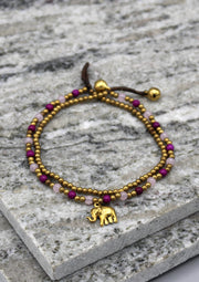 Multicolor Glass and Brass Beads Summer Anklet - nepacrafts