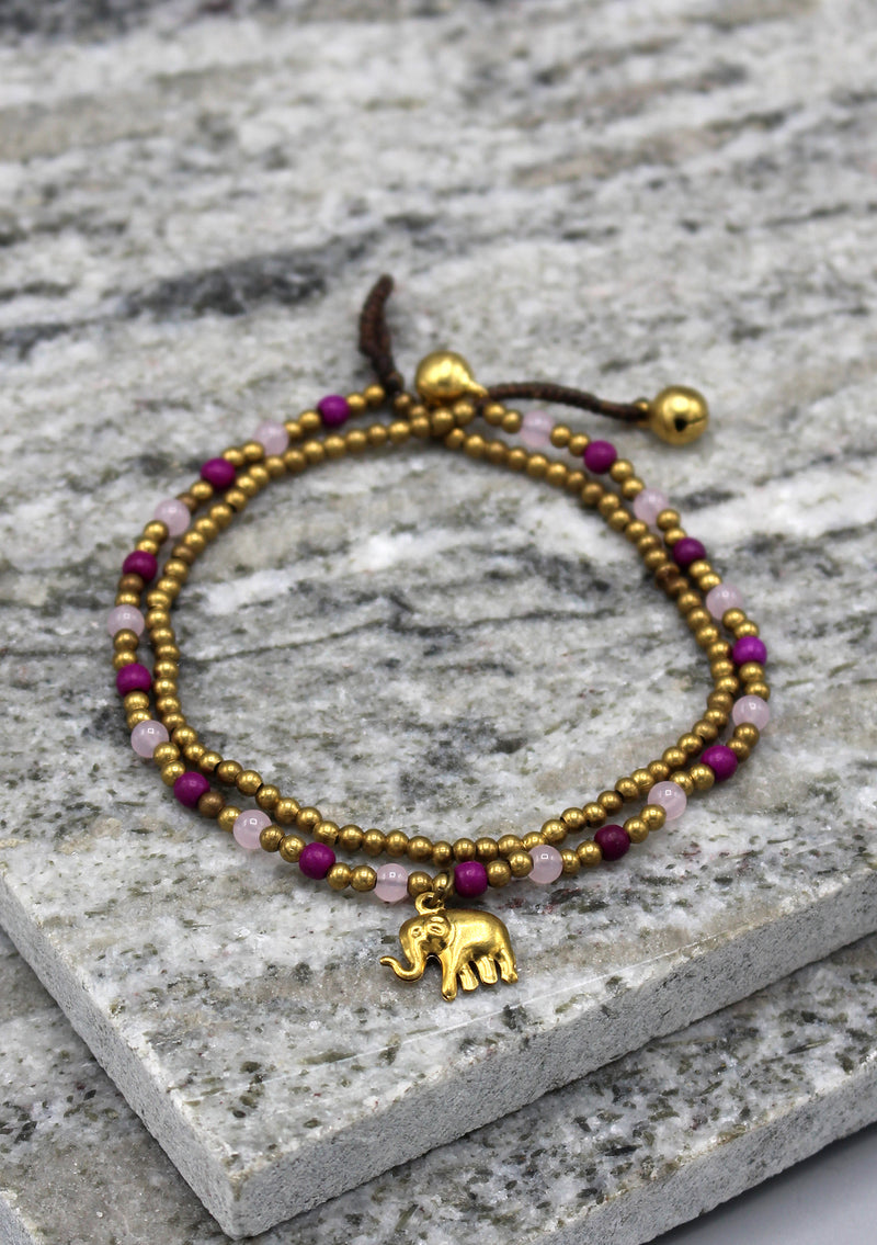 Multicolor Glass and Brass Beads Summer Anklet - nepacrafts