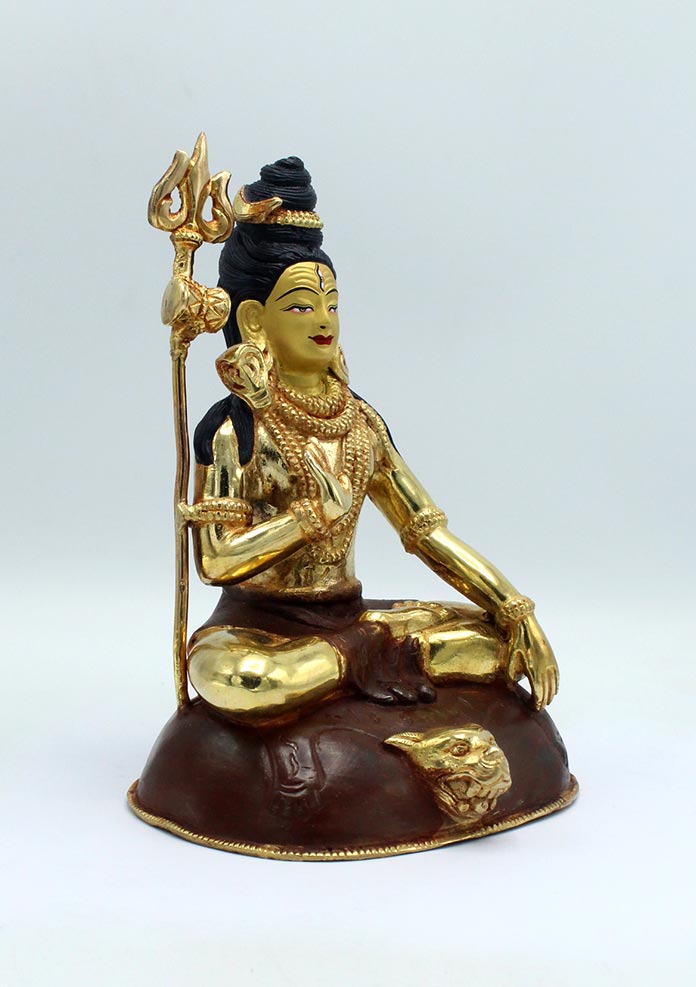 Divine Grace: Gold-Plated Lord Shiva Copper Statue