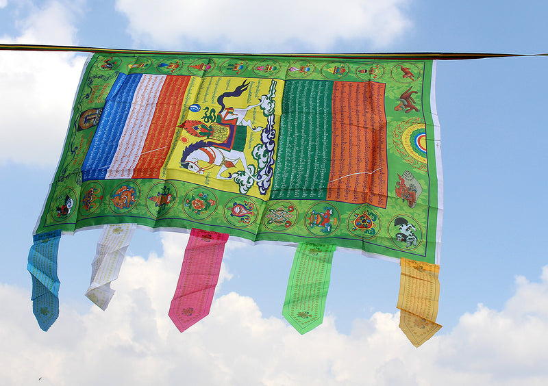 Tibetan Windhorse Silk Banner Prayer Flags