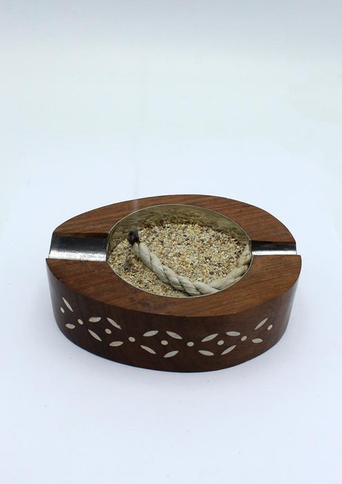 Handcrafted Wooden Floral Oval Incense Burner