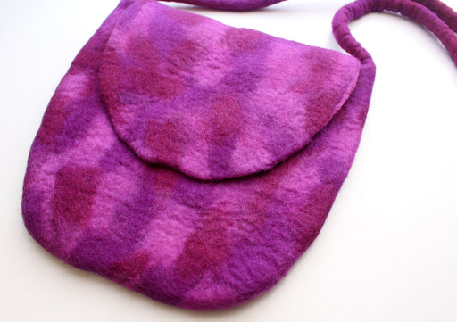 Purple Felt Shoulder Side Carry Bag with Flap - nepacrafts