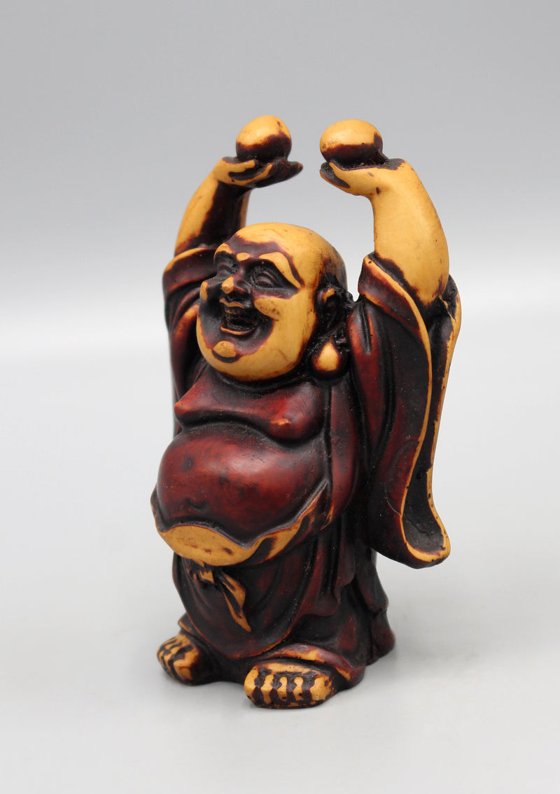 Laughing Buddha Raising Both Hand Resin Statue - nepacrafts