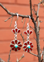 Flower Shaped Drop and Dangle Silver Earrings - nepacrafts
