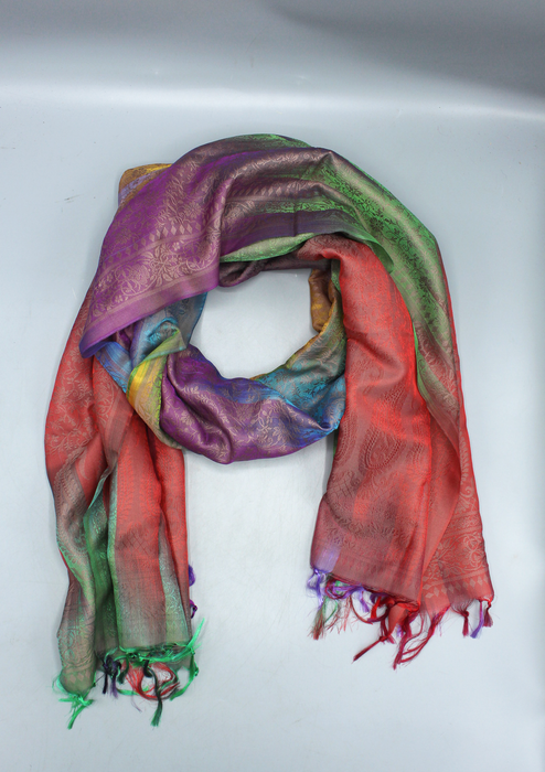 Silk Mixed Polyester Multi Color Shawls