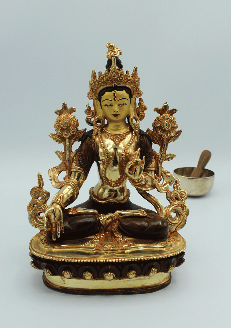 Gold Plated Amazing White Tara Statue 8 Inch SSST296