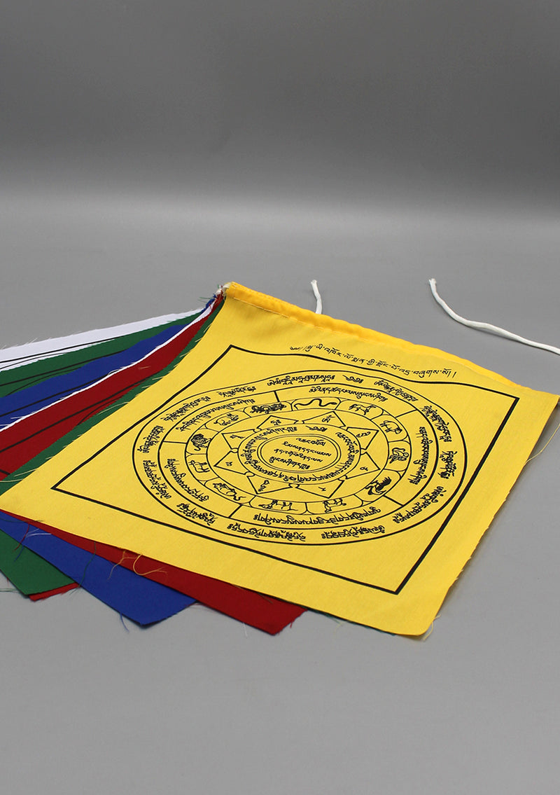10 Sheets of Tibetan Astrology Chakra Wheel Prayer Flags