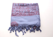 Hindu Lord Krishna Printed Cotton Meditation Summer Shawl with Fringes - nepacrafts