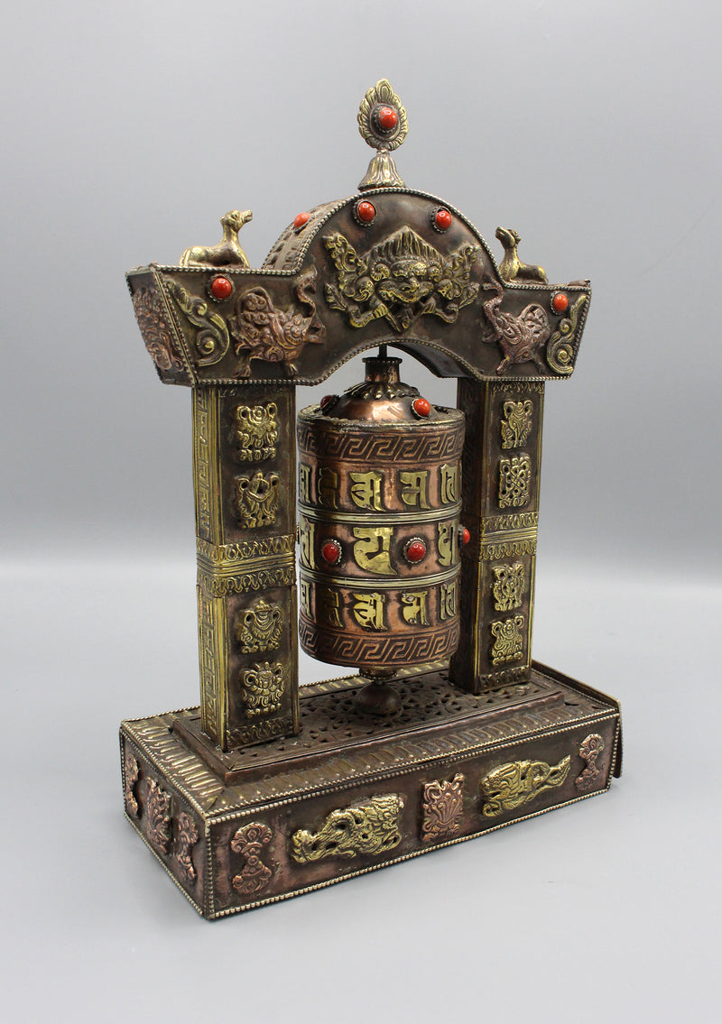 Tibetan Potala Gate Frame Om Mani Prayer Wheel