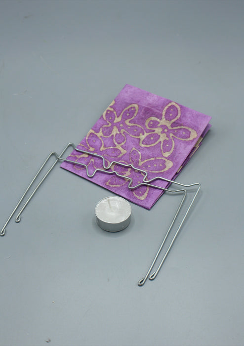 Handmade Floral design Lavender Lokta Paper Candle Lamp