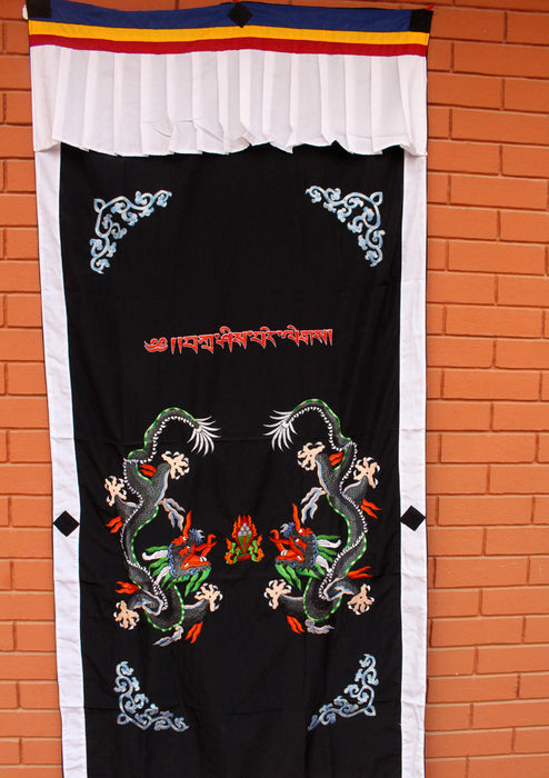 Tibetan Dragon Malakh and Tiger Cotton Curtain
