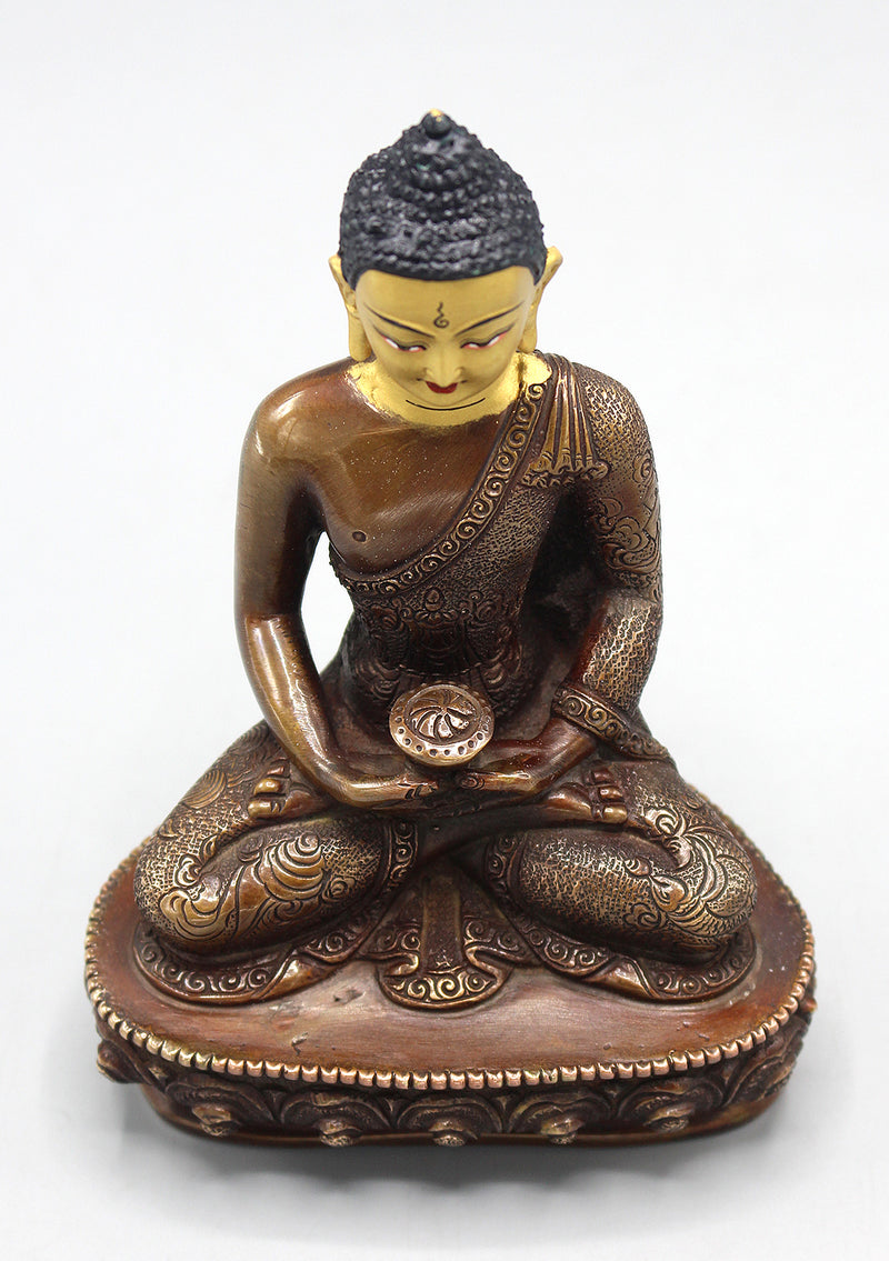 Amitabha Buddha Copper Oxidized Statue with Golden Face