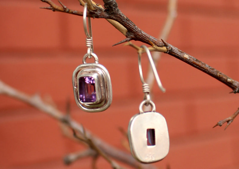 Silver Amethyst Single Drop Earrings - nepacrafts
