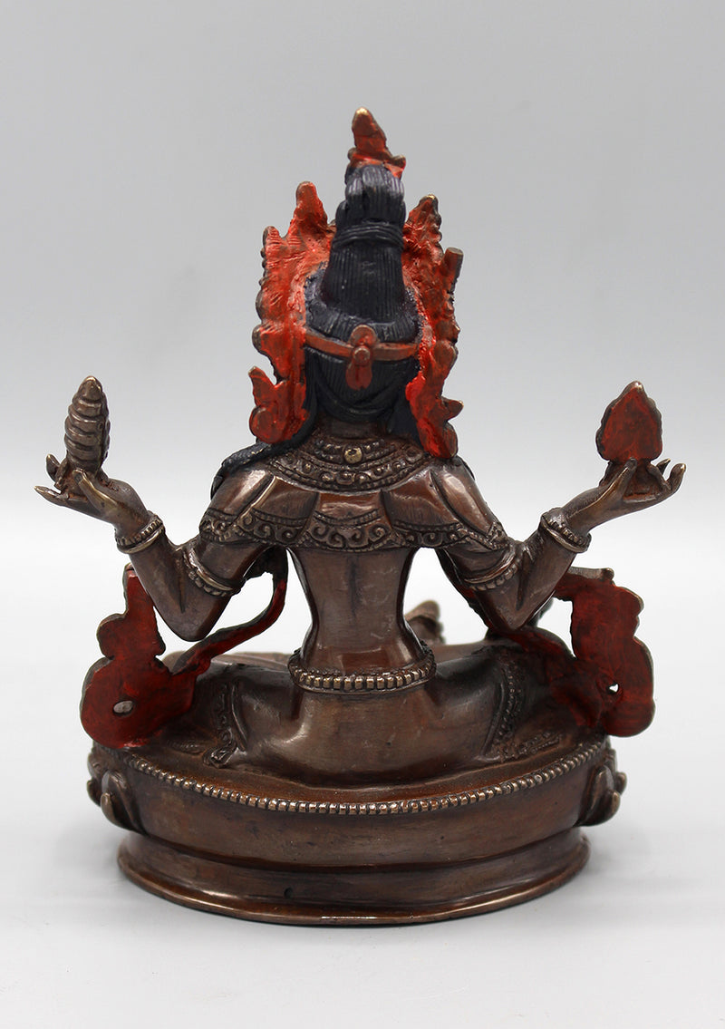 Copper Oxidized Hindu Goddess Laxmi Fine Carving Statue