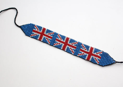 British Flag Charming Glass Beads Bracelet, Unisex Bracelet - nepacrafts