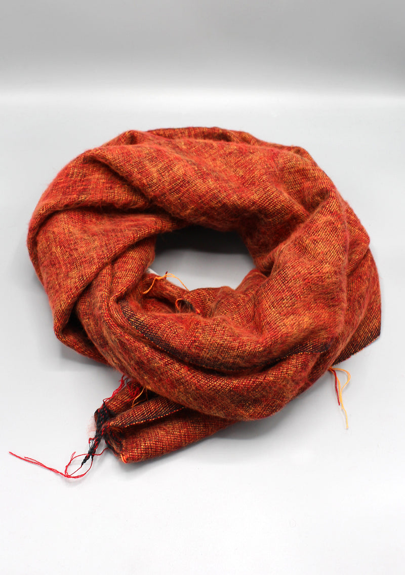 Rust Mix Orange Himalayan Yak Wool Shawl