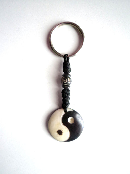 Ying Yang Carved Bone Keychain - nepacrafts