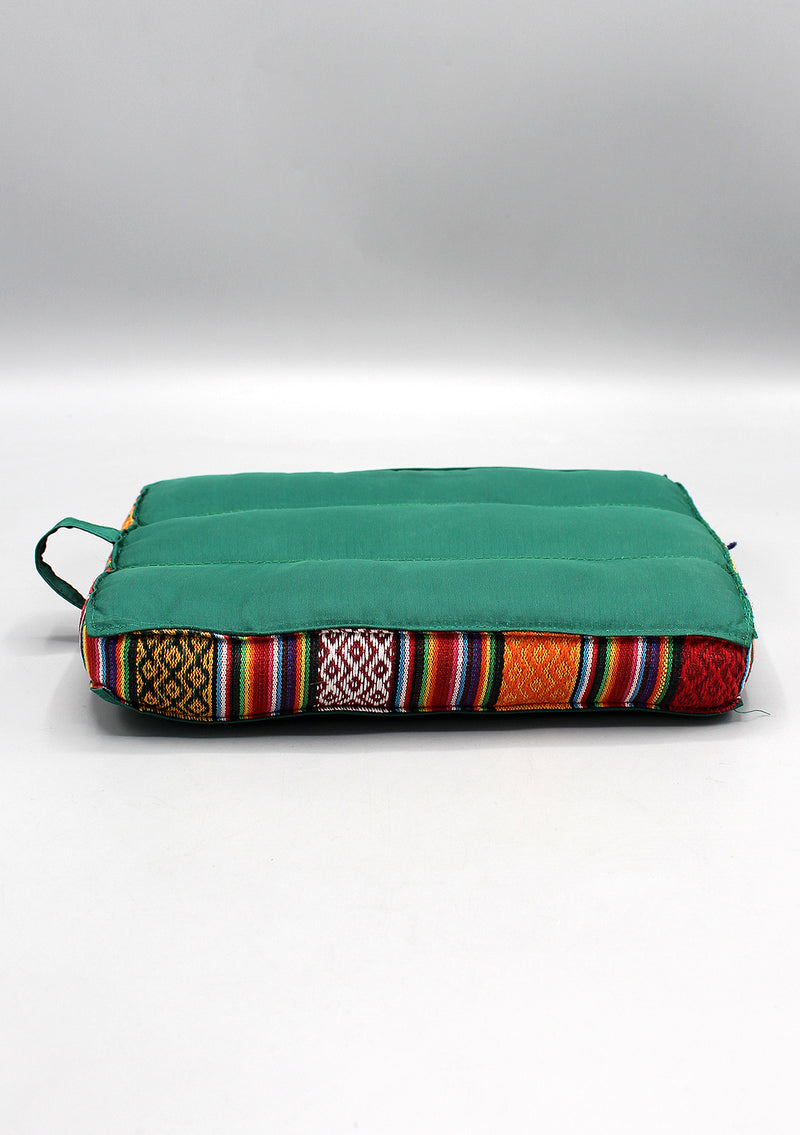 Small Cotton Meditation Cushion with Bhutanese Fabric Border