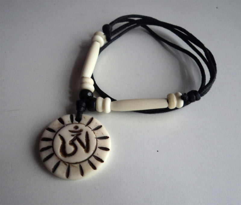 Tibetan Om Sun Power Bone Necklace - nepacrafts