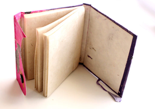 Real Leaves Printed Pink Color Lokta Paper Journal Book - nepacrafts