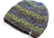 Hand Knitted and Trendy Multicolor lining Hemp Beanie, Hemp Hat - nepacrafts
