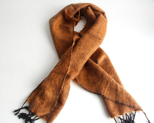 Three Ply Orange Black Woolen Muffler - nepacrafts