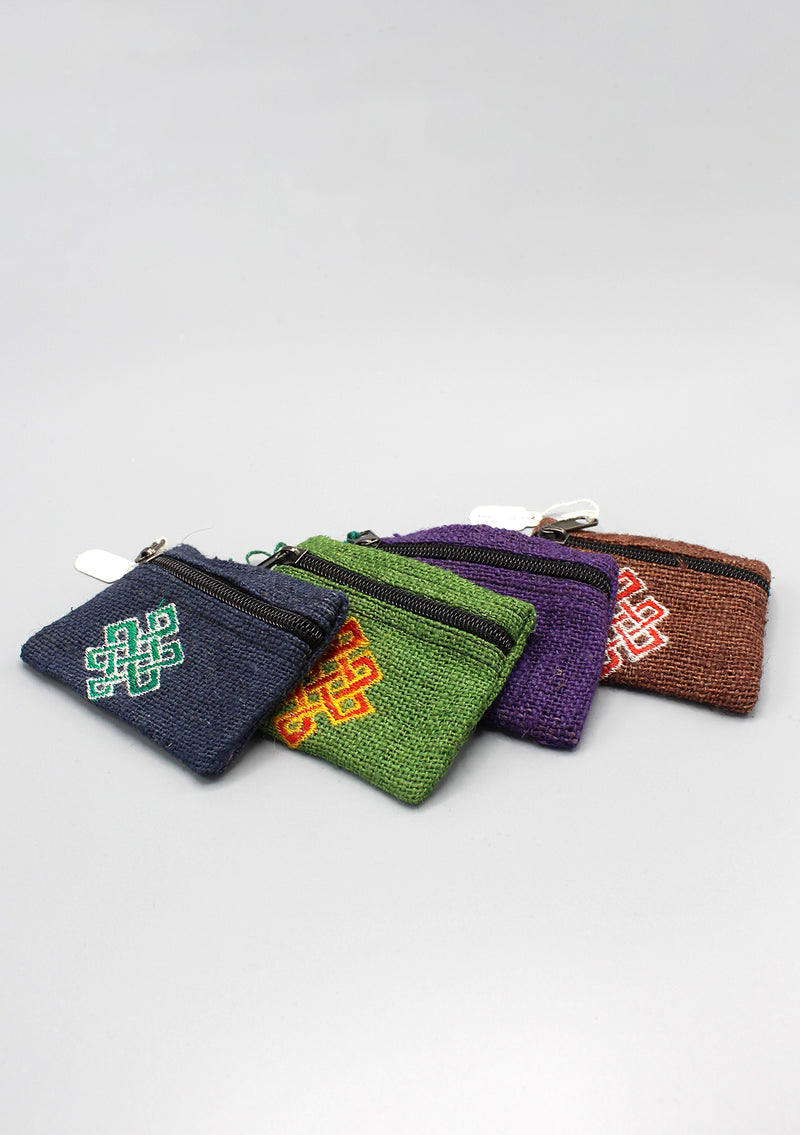 Endless Knot Embroidered Hemp Coin Purse