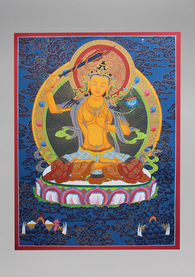 God of Wisdom Manjushree Thangka Painting